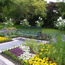 Garden Thumbnail size Amazing Garden For Samll House With Sitting Area Best Brick Entryway Several Flower Growth With Many Beautiful Color Yellow White Purple And Grass Green Plant And Tree For Planting Backyard 