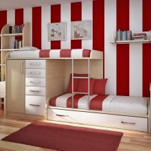 Teen Room Thumbnail size Amazing Red And White Wall Color For Home Modern Design Room With Wooden Floor And Furniture