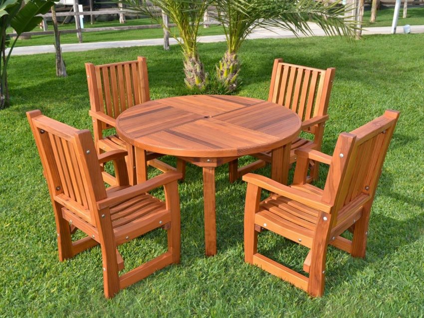 Furniture + Accessories Large-size Amazing Terrace Wooden Furniture With Green Grass And Planting Ideas For Natural And Fresh View On Park Or Backyard Of Your Home Inspiring Ideas Furniture + Accessories