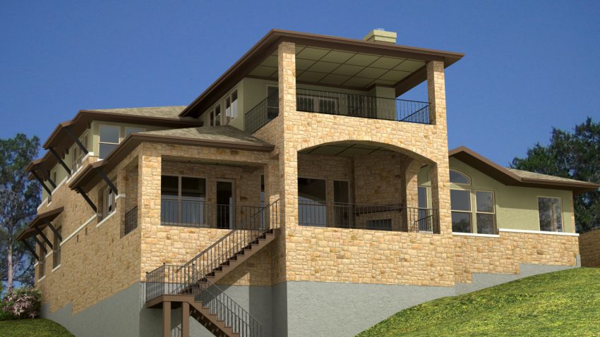 Architecture Architecture House Design Great Hillside House Plans Design With Exposed Natural Stone Exterior And Safety Iron Rail Also Good Outside View Point Interesting Hillside House Plans Design Awesome Hill View in Home Architecture
