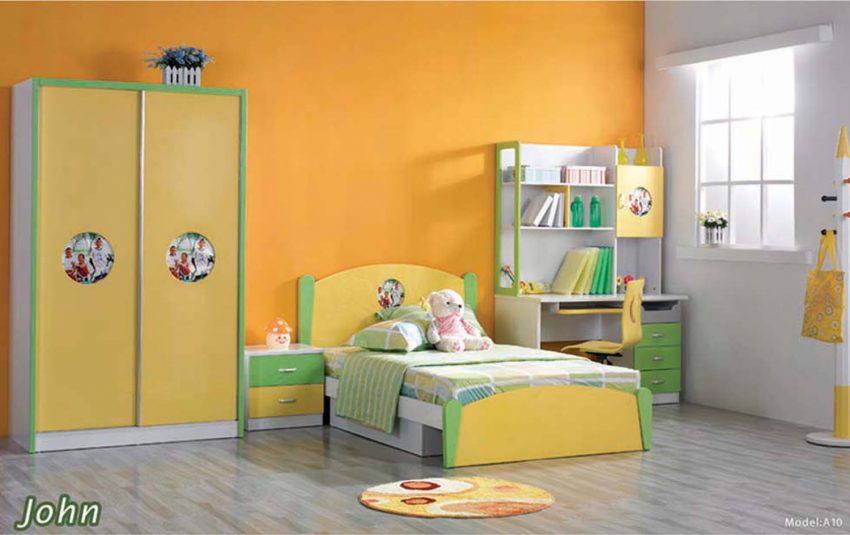 Kids Room Large-size Awesome Kids Bedroomwith Colorful Set Furniture Cupboard With Picture Varnished Floor Pillow Dool Cute Lamp Round Fur Rug Chair Storage Book Flower And Window Kids Room