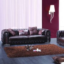 Furniture + Accessories Thumbnail size Awesome Living Room Furniture Set Ideas With ELegance Tufted Leather Sofa Brown Fur Rug Pillow Glass Magazines Accessories White Curtain Wall Stained Wooden FLoor And Pendant Lamp 