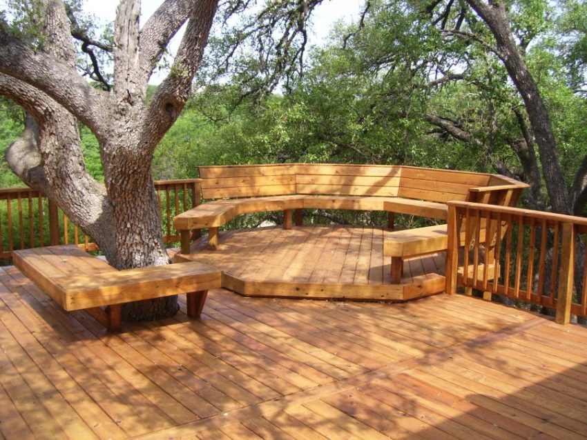 Furniture + Accessories Amazing Wooden Backyard Decking Ideas In The Forest Area Chair Design for Outside Terrace Furniture