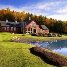 Architecture Thumbnail size Classic Building Exterior Architecture Wonderful Wooden House In Prairie With Beautiful Blue Lake View And Fantastic Forest In The Back Fabulous Eco Friendly House Designs Idea