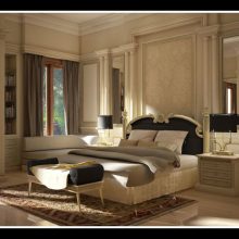 Apartment Thumbnail size Classic Design Interior Bedroom Decorating Ideas Best Cot Blanket Pillow Black Headboard Sofa Fur Rug Stained White Wooden Floor Best Wall Lamp Inside White Sofa Modern Curtain On Wall Small Storge