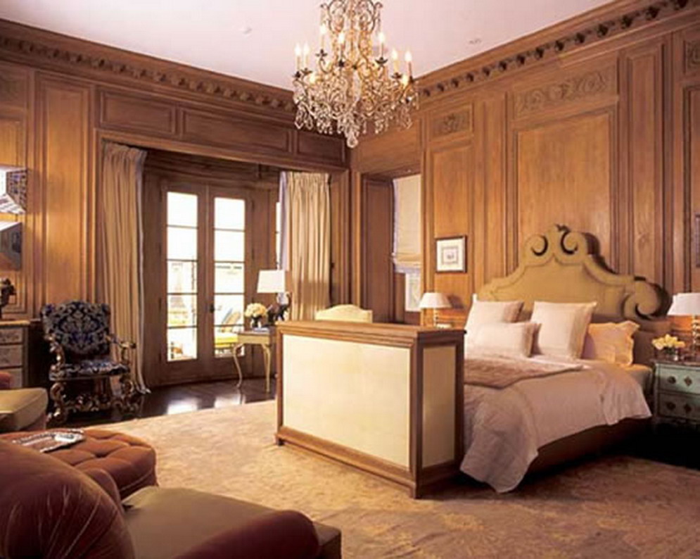 Classic Interior Bedroom With Brown Wooden Set Furniture Vintage FloorSofaChandilierWhite MatrasChairCurtainWindowPillowLamp And Ceiling Bedroom