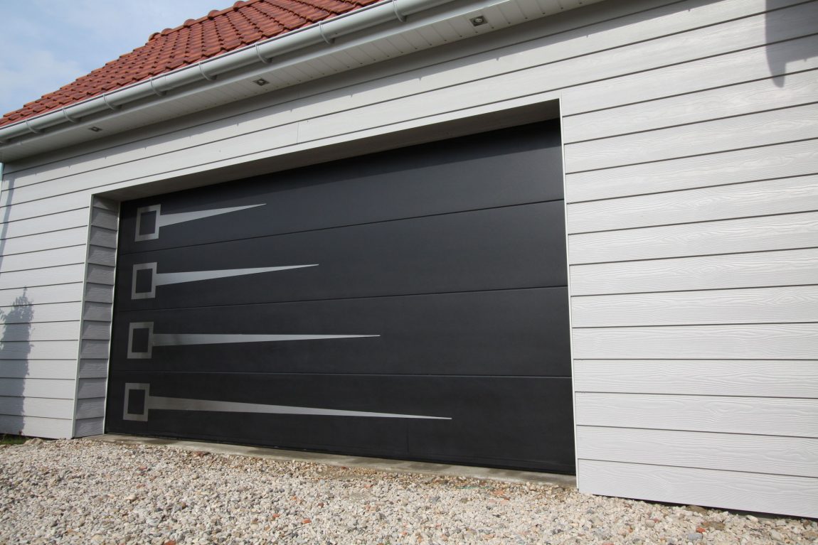 Ideas Large-size Cool Black Garage Aluminium Door Color For Sectional Garage Ideas With Best Fence Floor And Rooftop For Modern Architecture Home Inspiring Ideas Ideas