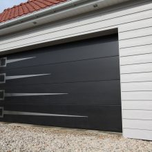 Ideas Thumbnail size Cool Black Garage Aluminium Door Color For Sectional Garage Ideas With Best Fence Floor And Rooftop For Modern Architecture Home Inspiring Ideas