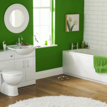 Bathroom Thumbnail size Decorating A Small Bathroom With Closet Chest Of Drawer Varnished Wooden FLoor Sink Faucet Teeth Brush On GlassWall PictureRound MirrorFlowerBathtubFur Rug Sandals And Small Window
