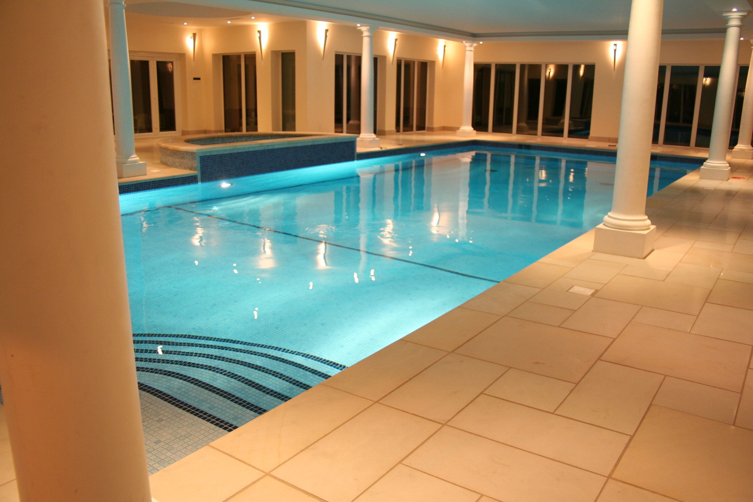 Elegance Indoor Swimming Pool Ideas With Lighting Simple Tile Pure Water And Modern Interior Design  Pool Design