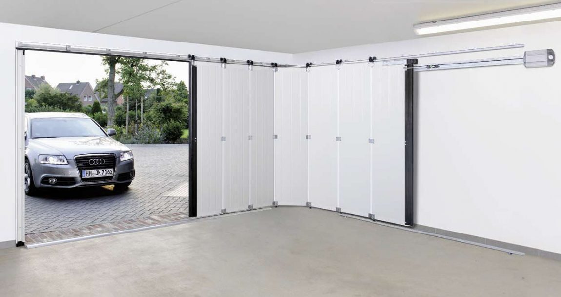 Ideas Large-size Elegance White Sliding Garage Door Concept Design With Best Floor Car And Wall Design Ideas For Modern Home Building With Best Concept And Style Ideas