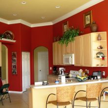 Kitchen Yellow Wall Ideas For Kitchen Room Color Interior Varnshed Kitchen Cabinet Modern Marble Ideas Small Stove Sink Faucet Flower Several Appliance Bowl Bright Floor Ideas Home Get Beautiful Interior with Small Kitchen Room Color Ideas