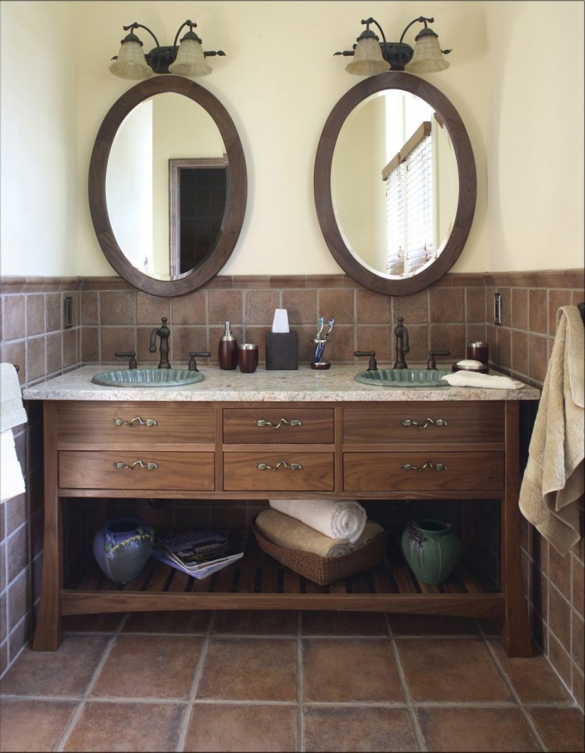 Bathroom Inspiring Oval Bathroom Mirror Designed In Simple Shape With Strong Wooden Frame Painted In Brown Choose Oval Mirrors for Your Bathroom