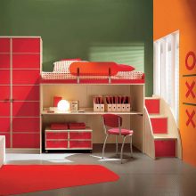 Bedroom Thumbnail size Kids Room Interior Design For Small Bedroom With Bright Color Design Cute Rug Best FLoor Awesome Wall And Window Large Cupboard Mini Chair Books Lamp Bedroom With Mini Stairs Cute Pillow And White Box