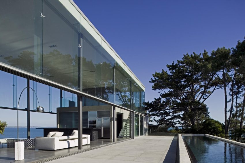 Architecture Medium size Large Glass Window Architecture Fascinating Minimalist Glass House With Sensational Pool And Beach View Also Charming Interior Terrace Amazing Luxury Glass House Design Ideas