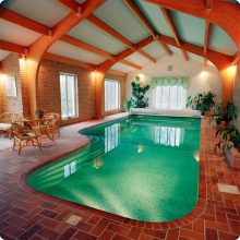 Pool Design Thumbnail size Lovely Indoor Swimming Pool Design Ideas With Wooden Ceiling Pure Water Stained Flooring Window Lighting Sitting Space Several Plants And Amazing Wall Design