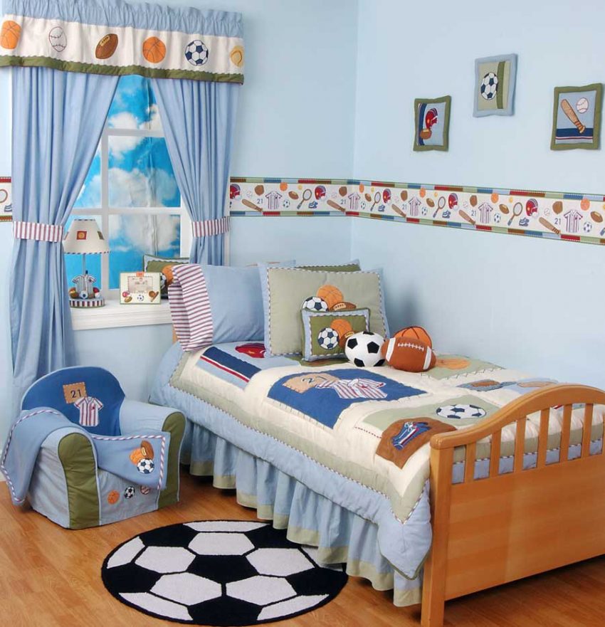 Kids Room Medium size Minimalist Bedroom Set Furniture With Ball Concept Ball Pillow Mini SofaLampPictureCute Curtain WindowAwesome List Wall Rug And Laminated Floor Ideas For Kids Boys Bedroom