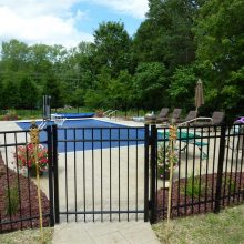 Pool Design Marvelous Backyard With Glass Fence Swimming Pool Ideas Simple Shape Block Floortile Design Flower Growth Green Plant And Grass For Exterior Pool Design Safety with Swimming Pool Fencing