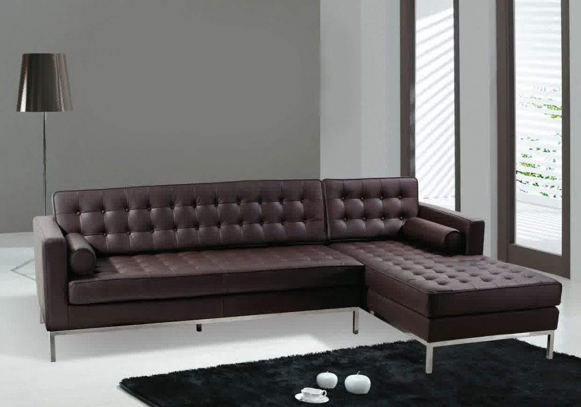 Furniture + Accessories Large-size Modern Home Interior With Contemporary Leather Furniture With Brown Sofa Gray Wall Long Glass Window Glass Simple Lamp Black Fur Rug And Luxury Flooring Furniture + Accessories