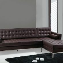 Furniture + Accessories Thumbnail size Modern Home Interior With Contemporary Leather Furniture With Brown Sofa Gray Wall Long Glass Window Glass Simple Lamp Black Fur Rug And Luxury Flooring