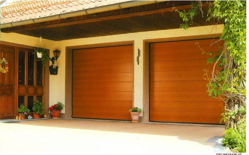 Ideas Modern Home Wooden Grage Door With Varnished Design Ides With Pendant Lamp Porch Flower Growth Wooden Ceiling Best Rooftop Door And Floor For Home Design Architecture Using Garage Wooden Door for You Safety Car