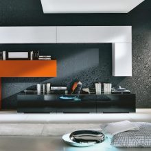 Interior Design Thumbnail size Modern Interior Design With Black Wall And Storage Book With Single Pillow