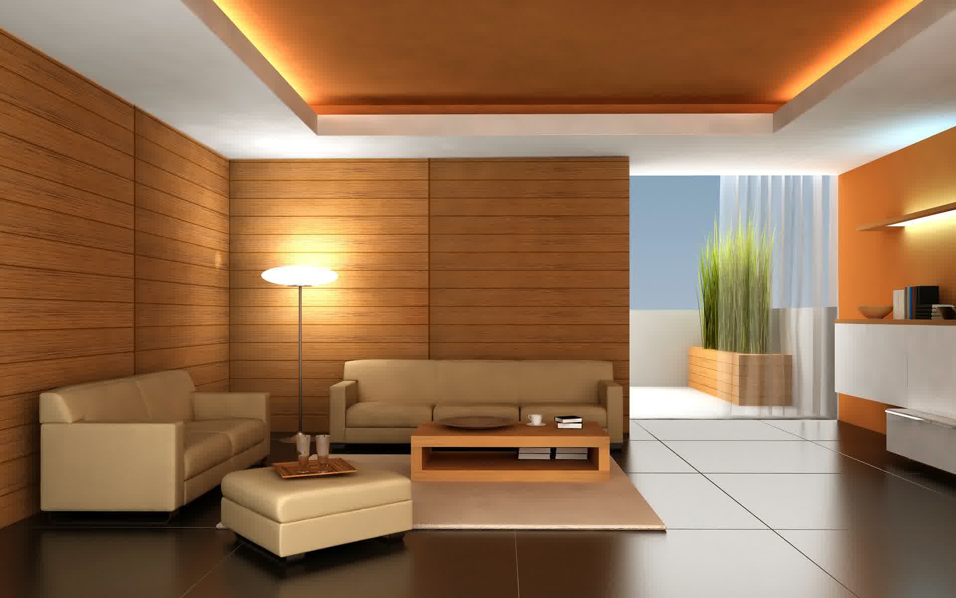 Modern Interior Design With Sofa And Wood Wall With Modern Floor And Lighting Interior Design