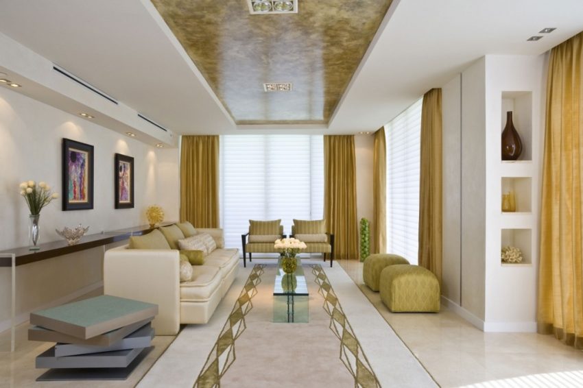 Interior Design Medium size Modern Interior With Sofa And Royal Curtain And Floor