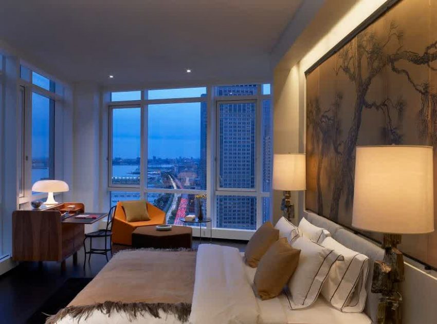 Interior Design Medium size Penthouse Interior Modern Design With Bedroom And Lighting And Natural Paint Wall And Big Window