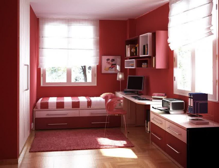 Teen Room Medium size Red Concept For Furniture And Wall Bedroom For Home Modern Design