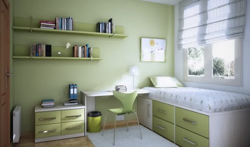 Teen Room Medium size Simple Bedroom With Under Cabinet And Big Window For Home Modern Design