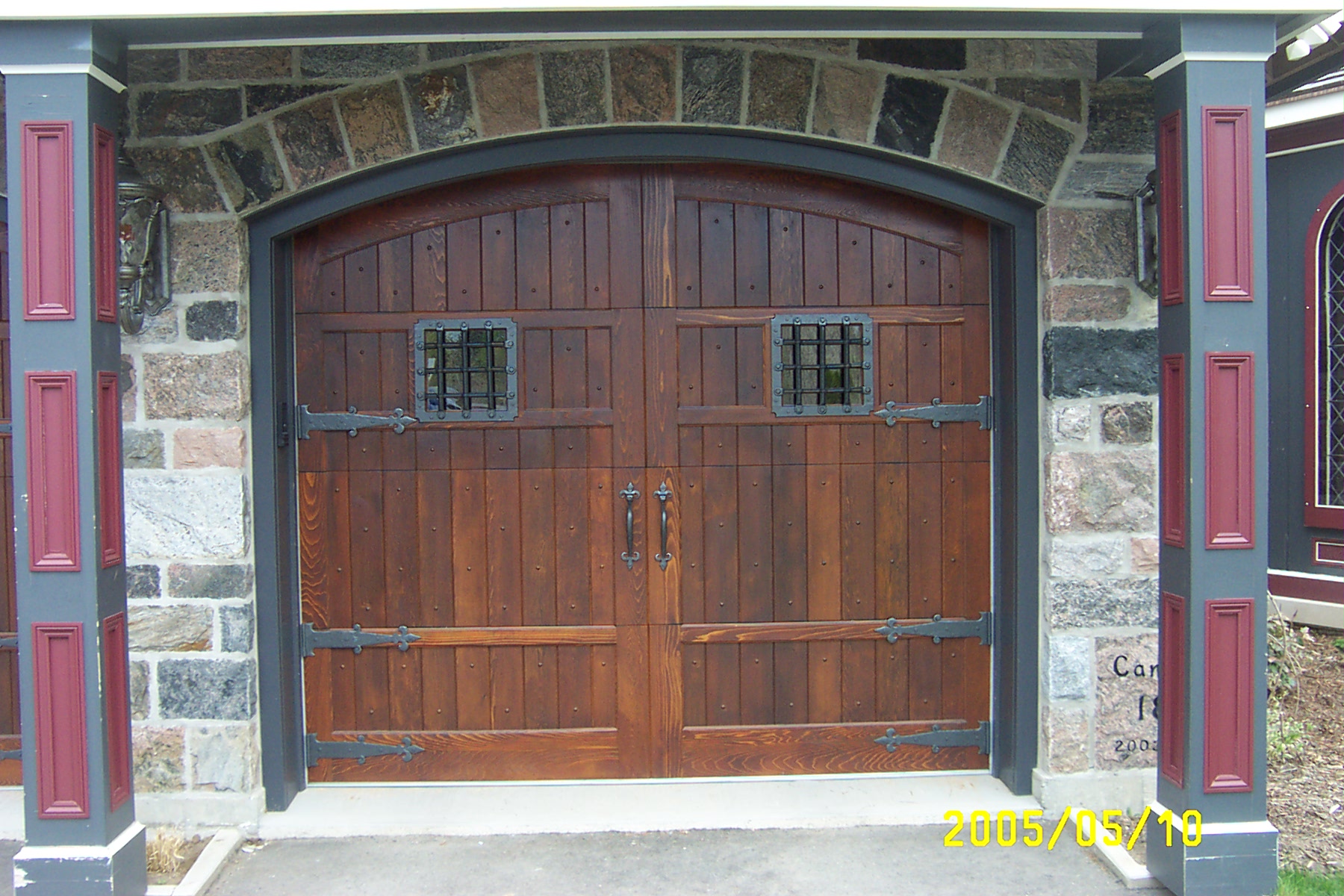 Simple Garage Wooden Door Ideas For Home Architecture With Varnished Wooden Material Small Window Iron Frame Amazing Block Wall Floor For Home Garage Design Ideas  Ideas
