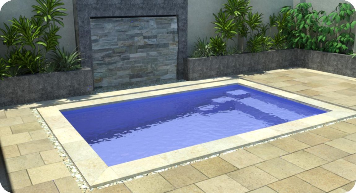 Pool Design Large-size Small Swimming Pool Design For Backyard Ideas With Modern Rectangular Swimming Pool Stone Pavling Block Deck Plants Simple Shape In Modern Yard Exterior Pool Design