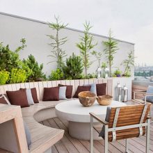 Furniture + Accessories Cheap Terraces Ideas With Brown And White Furniture Sets With Lighting Cheap Terrace Furniture Ideas Stone Floor Tiles And Garden Green Plant Ideas With Natural Concept Chair Design for Outside Terrace Furniture