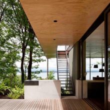 Exterior Design Thumbnail size Terrace Ideas Laminated Wooden Floor Ideas Best Ceiling With Glass Door Stair Best View With Green And Fresh Planting Modern Lighting In Beautiful Small House In Case Inlet