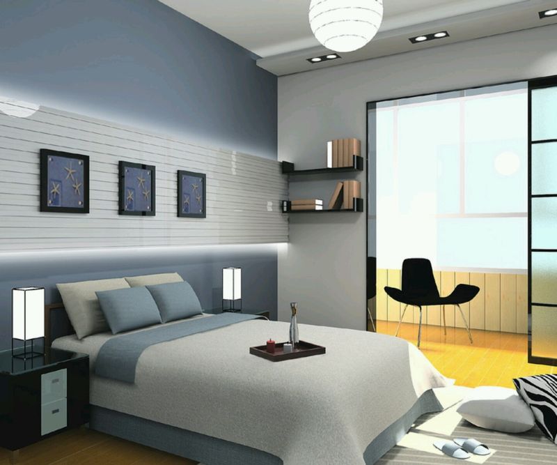 Interior Design Large-size Admirable Modern Bedroom Design Presenting Comfortable Master Bed Option With White And Grey Accent Also Nice Boarder Over Head With Conceal Lights Interior Design