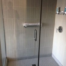Bathroom Thumbnail size Amazing Gray Ceramic Vertical Subway Tile Wall Stas Well As Up Shower Escorted By Single Frameless Swing Entry Door In Small Space Bathroom Decors Superb Stas Well As Up Shower Escorted By Enclosure