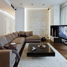 Architecture Thumbnail size Apartment Living Room Design Ideas With Cozy Curve Black Leather Sofa And Foor Rest Also Small Rug In Elements And Traditions Design Ideas In Modern Idea