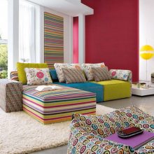Furniture + Accessories Thumbnail size Apartments Exquisite Rainbow Colored Curtains Escorted By Teenage Apartment Decor Multi Colored Sofa Slipcovers Of Apartments As Well As Chic Glass Table On Pink Floral Rug Also Cute Pink Floor