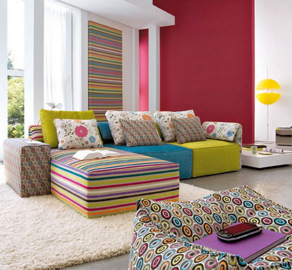 Apartments Exquisite Rainbow Colored Curtains Escorted By Teenage Apartment Decor Multi Colored Sofa Slipcovers Of Apartments As Well As Chic Glass Table On Pink Floral Rug Also Cute Pink Floor Furniture + Accessories