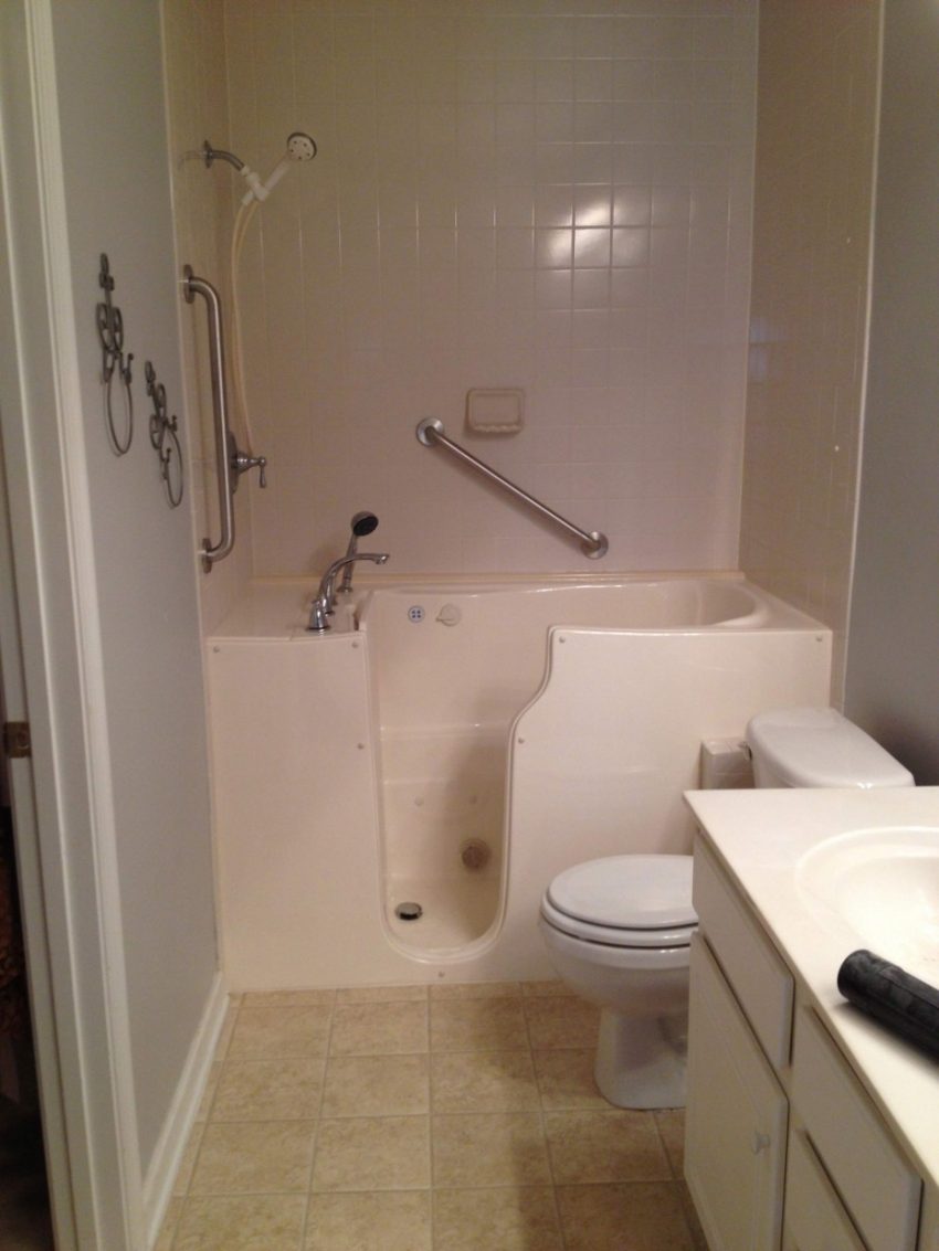 Bathroom Attractive White Acrylic Walk In Drain Soaking Wheelchair Accessible Bathtub Escorted By Stainless Steel Steam Shower Tub Combo As Well As White Toto Toilet As Well As White Veneties Bathroom In Small The Best Large Bathroom Designs Gallery