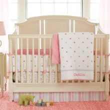 Bedroom Thumbnail size Baby Nursery Bedding Scheme Wooden Material Made For Baby Girl Room Interior Style Scheme Cute Bedding Set Escorted By Pink Fur Rug Also Glaas Window Also Pink Curtain Also Lamp Side