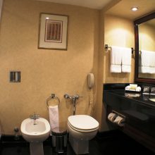 Bathroom Thumbnail size Charming Espresso Large Vanity Plus Wide Mirror Also White Toto Toilet As Well As Towel Bar As Inspiring Hotel Bathroom Scheme Plan Soothing Hotel Bathroom Scheme Furniture