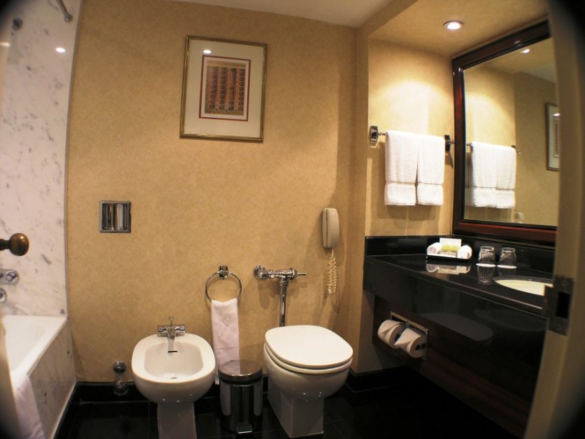 Bathroom Charming Espresso Large Vanity Plus Wide Mirror Also White Toto Toilet As Well As Towel Bar As Inspiring Hotel Bathroom Scheme Plan Soothing Hotel Bathroom Scheme Furniture Minimalist Bathroom Designs - What Are The Options?