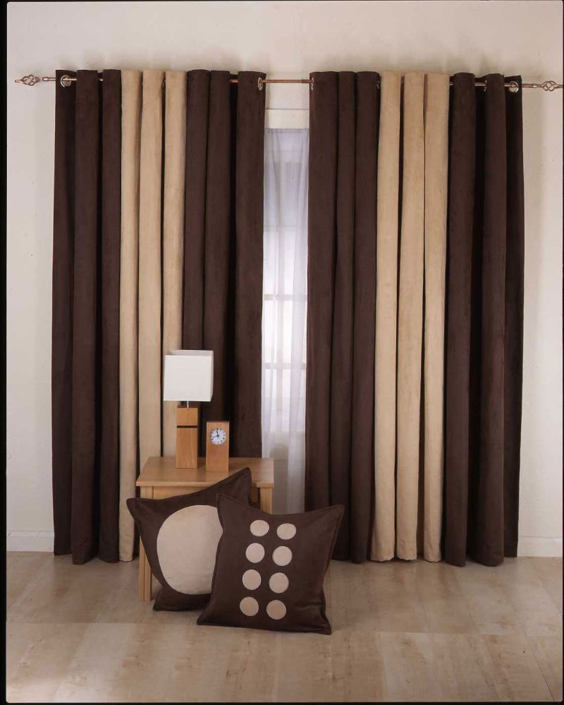 Elegance Brown Curtain Color For Window Living Room Interior With Pillow Small Wooden Table Small Watch White Lamp Best White Wall Paint Ideas Laminated Flooring Ideas For Best Interior Home Architecture Living Room