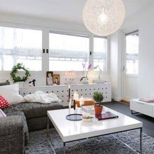 Apartment Thumbnail size Gorgeous Decorating Living Room Ideas For Small Apartment With Gray Sofa And Rug Simple White Table And Candle Light Book And Flower On Table Picture And L Shaped Table Window Chandelier And Tv Screen Ideas