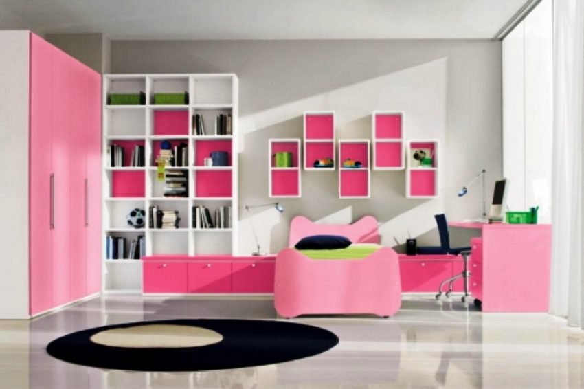Living Room Medium size Kids Room Design With White Wall Design With Marble Flooring Design With Swivel Chairs Design With Single Bed Design With Bookshelves With Cushion With Desk With Wardrobe With Carpet