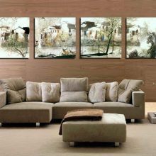 Living Room Thumbnail size Living Room Ideas With Wall Art Multi Color Sofa White Color Laminated Wooden Wall Paint Ideas Vase Falower Accessories Table And Several Furniture Living Room Style Concept Ideas 