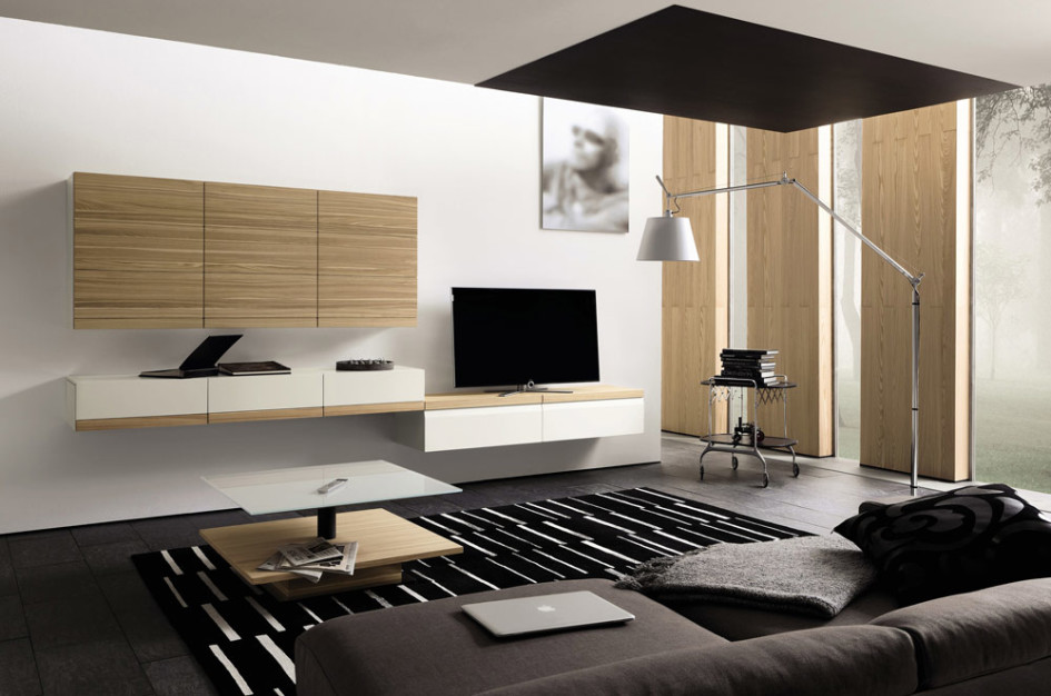 Modern Living Room Design Ideas With Tv Wall Unit Design Black Floor Masculine Decoration Ideas From White Wall Interior With Wide Black Brown Sofa Design Bedroom