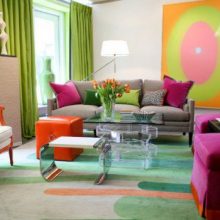 Furniture + Accessories Apartments Exquisite Rainbow Colored Curtains Escorted By Teenage Apartment Decor Multi Colored Sofa Slipcovers Of Apartments As Well As Chic Glass Table On Pink Floral Rug Also Cute Pink Floor Multi-Color Sofa of Modern Sofa Bed Designs